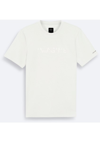 Erkek Beyaz Bisiklet Yaka Jakarlı T-shirt A41y1167