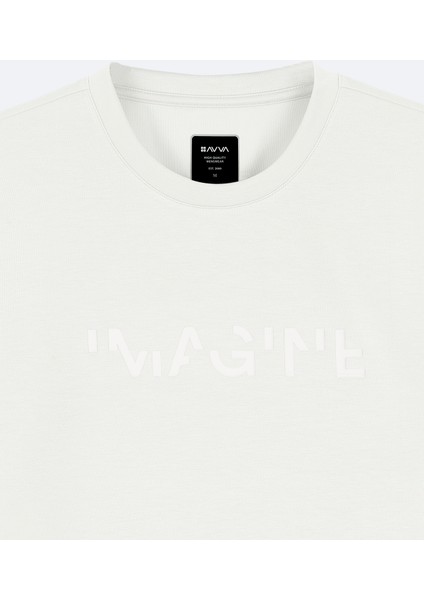 Erkek Beyaz Bisiklet Yaka Jakarlı T-shirt A41y1167