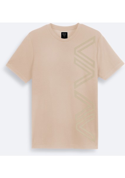 Erkek Vizon Baskılı Bisiklet Yaka İnterlok T-Shirt A41Y1175