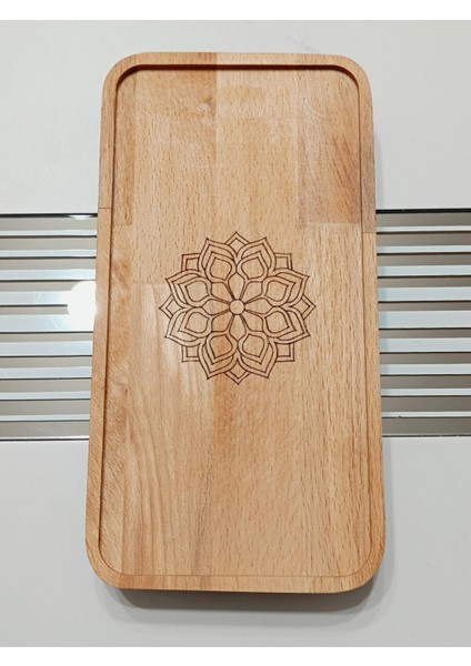22X11 Ayaklı Dikdörtgen Ahşap, Motif Desenli, Yağdanlık, Şişe, Mutfak Altlığı ve Düzenleyici