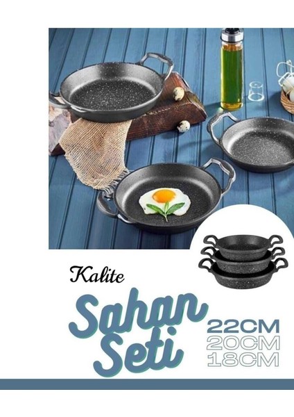 Laviss Kitchen Essenso 3lü Set Döküm Siyah Granit Sahan Tava Seti 18-20-22 cm fiyatları