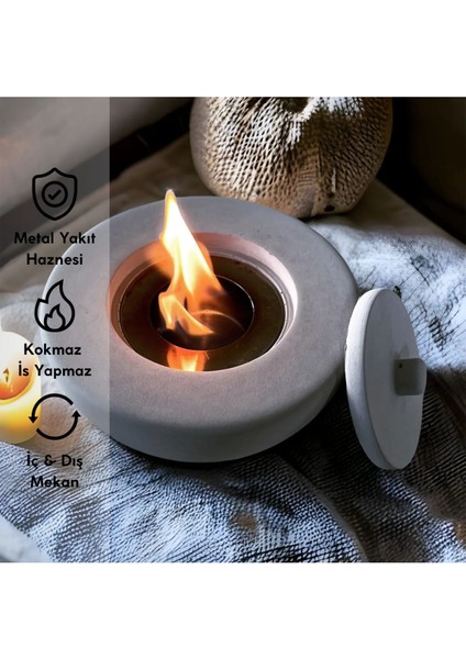 Pure-Fire V.2 Bacasız Beton Masaüstü Şömine 1lt Bioethanol Şömine Yakıtı fiyatları