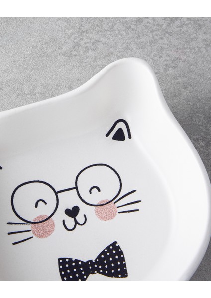 English Home Mingle Cats Seramik 2'li Kase 14 cm Beyaz