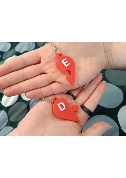 Kişiye Özel Puzzle Kalp Anahtarlık - Çiftler ve En Yakın Arkadaşlar Için Anahtarlık