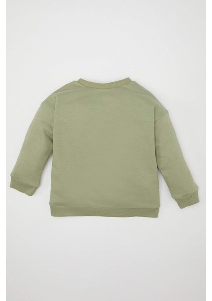 Erkek Bebek Bisiklet Yaka Doğa Baskılı İçi Yumuşak Tüylü Sweatshirt D1262A524AU