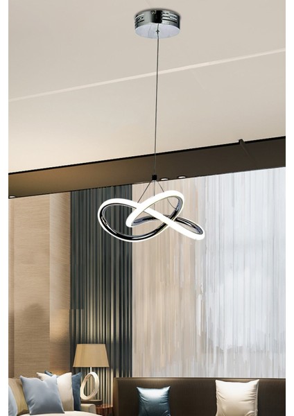 Modern Tekli Bumerang Hagia Sarkıt Power LED Avize Krom Beyaz Işık Ledli Avize