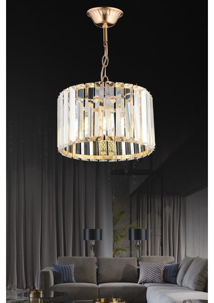 Colesium Model Kristal Modern Estetik Yatak Mutfak Oturma Salon Çocuk Odası Gold Taşlı 25 Lik Avize