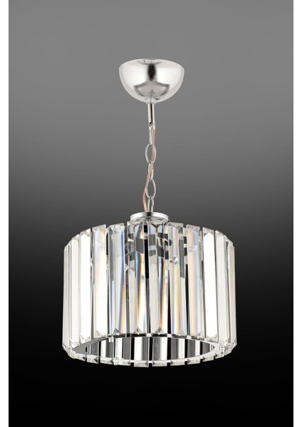 Parlak Gümüş Kristal Taşlı Zarif Avize, Şık ve Dekoratif Aydınlatma, 20x40 cm fiyatları