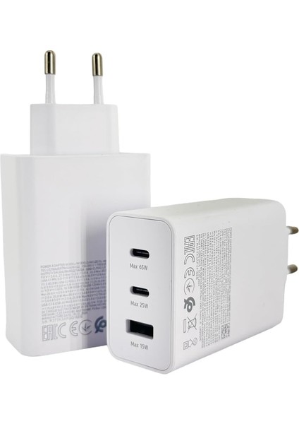 Duvar Şarj Aleti USB C 65W Hızlı Şarj Cihazı Duvar Şarj Cihazı USB 15W Çıkışlı Tablet ve Telefon Şarj Aleti Fast Charge Wall Charger 1 Adet USB Şarj Başlığı CVR-TA800 Beyaz