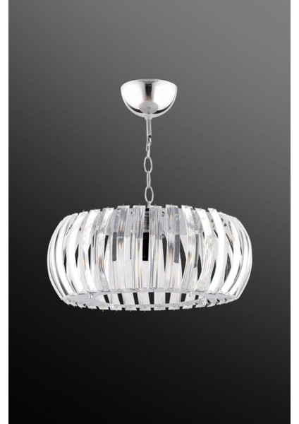 Parlak Kristal Taşlı Gümüş Tavan Avizesi, 22 cm, şık ve zarif tasarım
