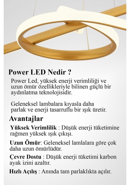 Melodi Model Gold Renk Metal Modern LED Sarkıt Avize