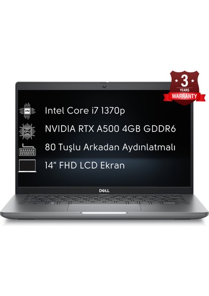 Precision M3480 Intel Core I7 1370P 16GB 2tb SSD 4gb Nvıdıa Rtx A500 14" Fhd Freedos Taşınabilir Iş Istasyonu