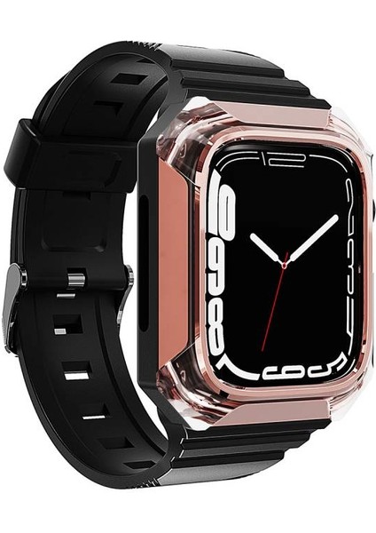 Apple Watch 7 41MM Sert Kasa Koruyuculu Şık Silikon Kordon KRD88