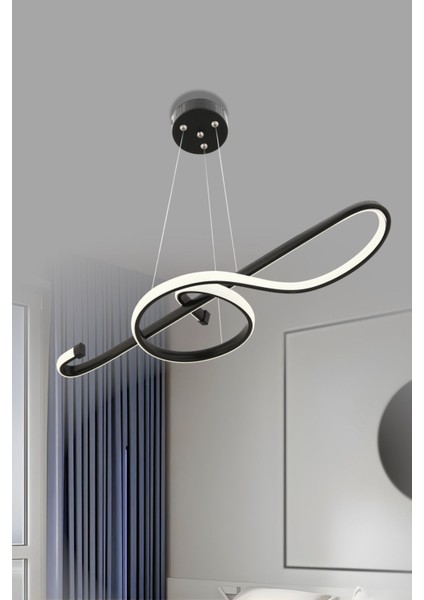 Melodi Model Modern Luxury LED Avize Siyah Sarkıt Avize