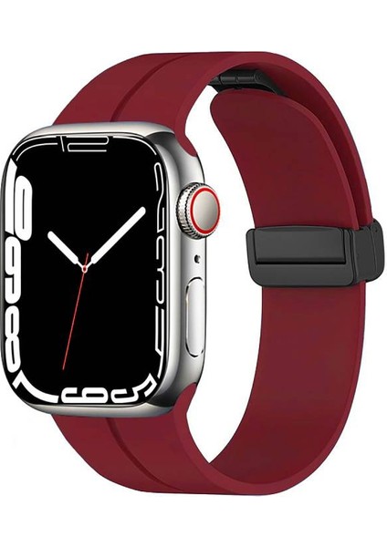 Apple Watch 7 41MM Kordon Metal Tokalı Esnek Silikon KRD84
