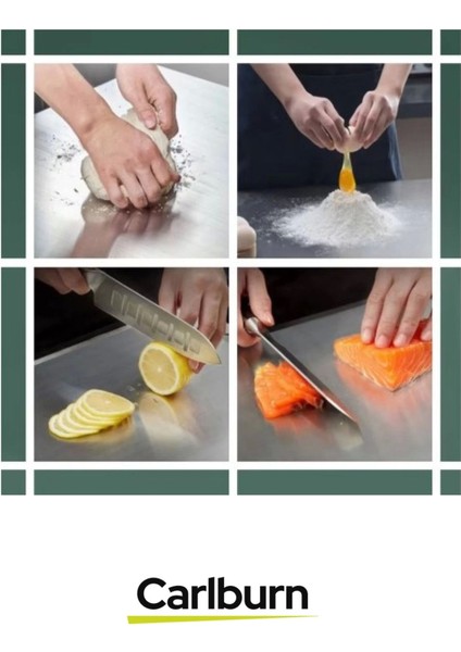 Yüksek Kaliteli Estetik Tasarımlı Dayanıklı Kaymaz Yüzey Paslanmaz Çelik Sebze Meyve Et Kesim Panosu indirimleri