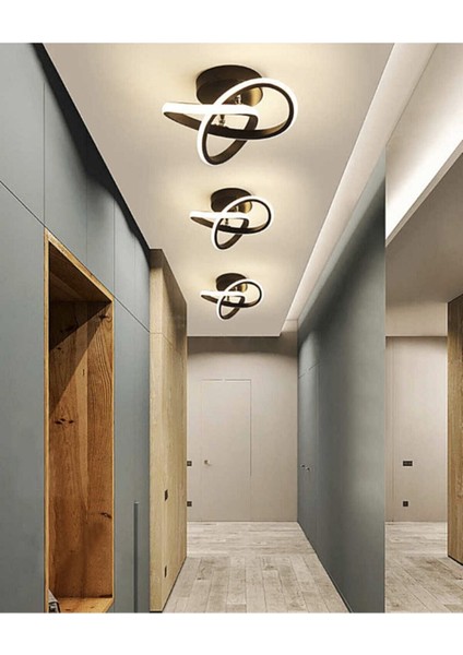 Modern Plafonyer Tavan Salon Mutfak Oturma Odası Avize Boomerang LED Avize Siyah