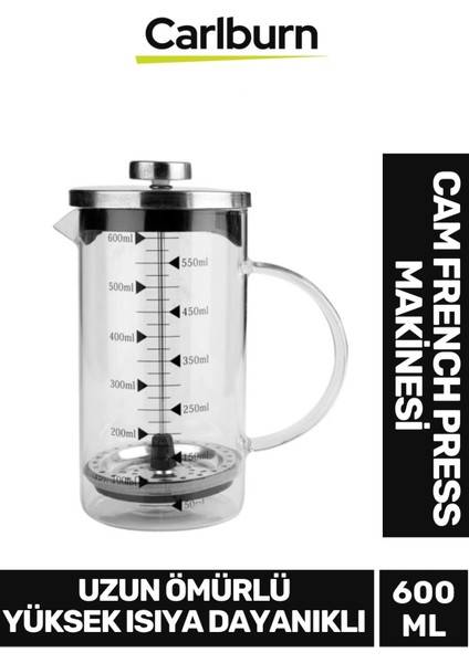 Özel Üretim Isıyı Uzun Süre Koruyan Süzgeçli Bitki Çayı Demliği Filtre Kahve French Press 600 ml