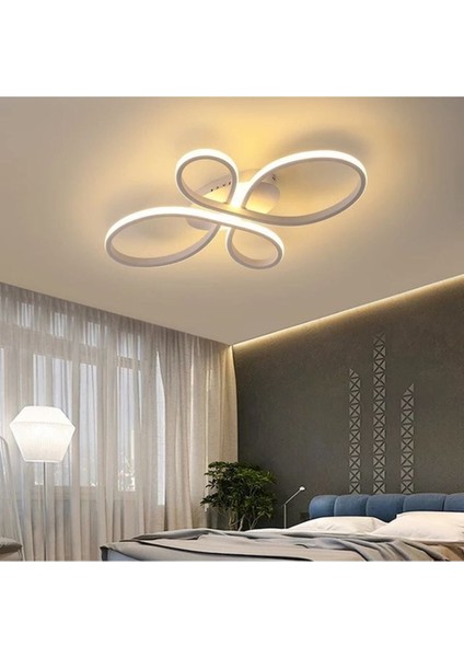 Liya Lalezar Model Beyaz Kasa Beyaz Işık Ledli Modern Aydınlatmalı Avize LED Aydınatmalı Avize