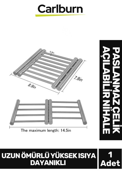 Yüksek Isıya Dayanıklı Mutfak Masa Şık Işlevsel Pratik Koruyucu Paslanmaz Çelik Açılabilir Nihale