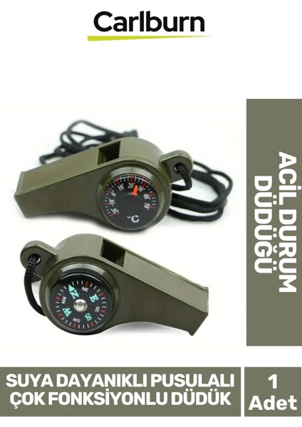 Yüksek Sesli Suya Dayanıklı Kamp Deprem Doğa Dağcılık Pusulalı Çok Fonksiyonlu Acil Durum Düdüğü