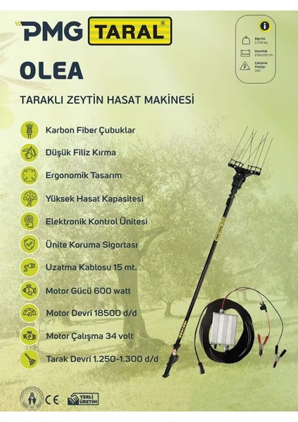 Olea Akülü Zeytin Silkeleme Ve Hasat Makinesi