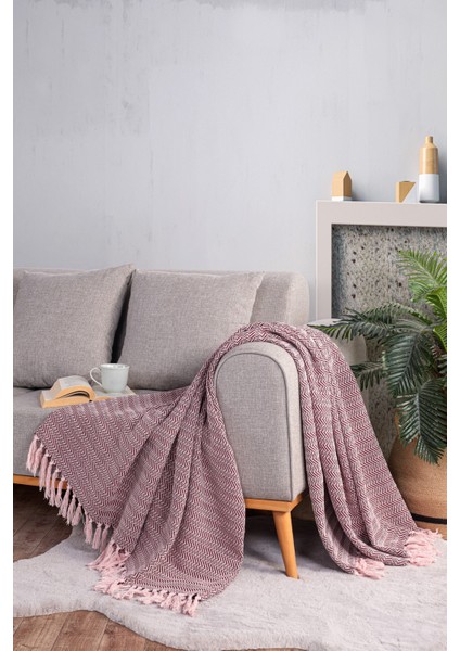 Pamuklu Alder Renkli Bordo Koltuk Şalı - 130X170 cm fiyatları
