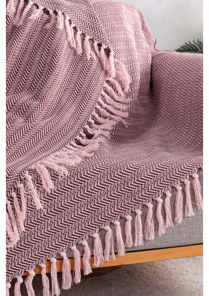 Pamuklu Alder Renkli Bordo Koltuk Şalı - 130X170 cm modelleri