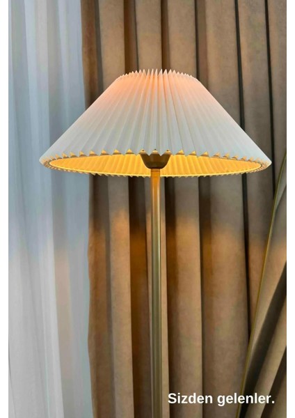 LMD-FR03 Conic Eskime Mat Gold Metal Lambader - Krem Kırma