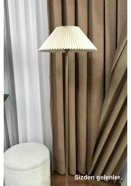 LMD-FR03 Conic Eskime Mat Gold Metal Lambader - Krem Kırma