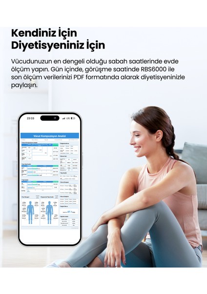 RBS6000 Akıllı Vücut Analiz Tartısı –Bebek & Evcil Hayvan & Atlet Modu, 8 Elektrot BIA Teknolojisi, Yağ, Sıvı, Kas, Kilo Ölçer