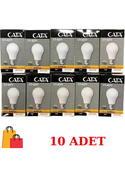 CT-4277 9WATT LED Tasarruflu Ampul Beyaz 10 Adet
