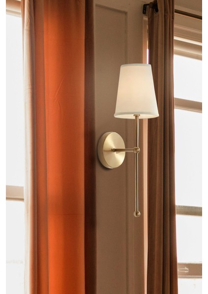 Modern 2'li duvar aplik seti, krem ve gold tonlarında, metal, elektrikli ve kablolu kullanım