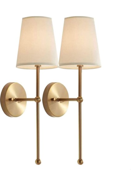 Modern 2'li duvar aplik seti, krem ve gold tonlarında, metal, elektrikli ve kablolu kullanım