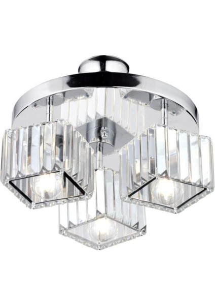 3'lü Krom Avize, Şık ve Parlak Aydınlatma, Modern Tasarım, Metal Materyal, 30x60 Boyut