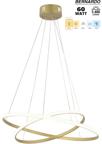 Bernardo 45X35 Büyük Çember Eskitme Modern Sarkıt Günışığı LED Avize