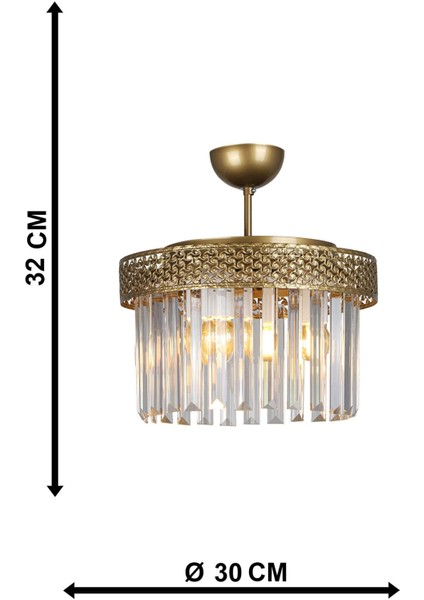 Sitrus 3.lü Eskitme Lux Kristal Taşlı Avize