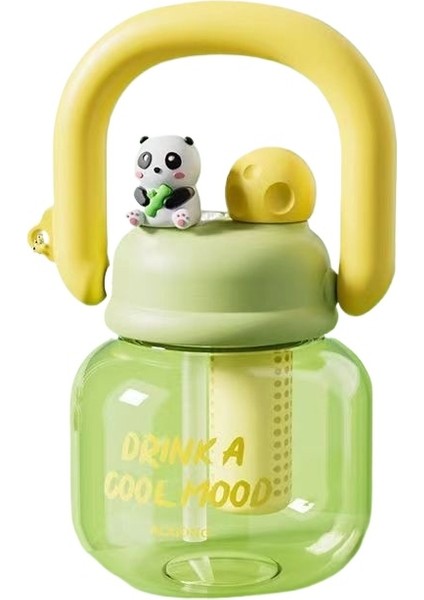 800ML Panda Samanlı Su Bardağı, Sevimli Plastik Bardak (Yurt Dışından)