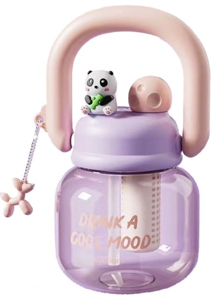 800ML Panda Samanlı Su Bardağı, Sevimli Plastik Bardak (Yurt Dışından)