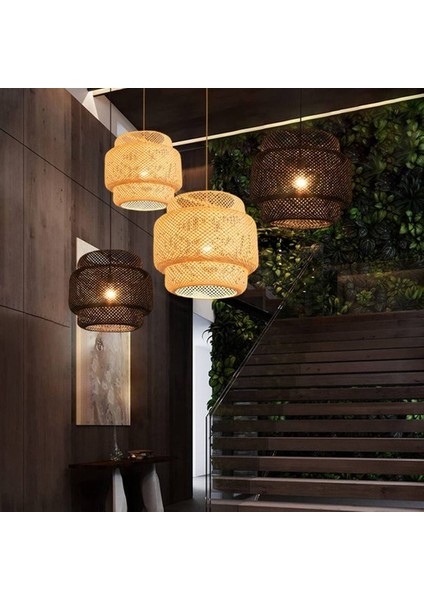 Gui Xulian Kolye Işık Tavan Retro Asılı Cafe Işıkları Loft Japon Tarzı El Dokuma Bambu Dokuma Abajur Çayevi B Için (Yurt Dışından) fiyatları