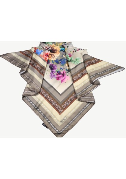 Keten Twill Desenli Eşarp Renkli