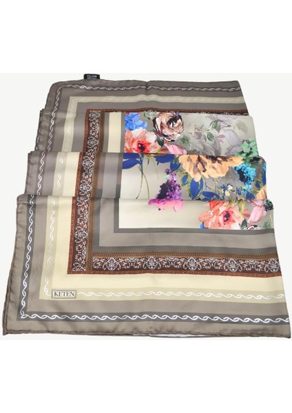 Keten Twill Desenli Eşarp Renkli