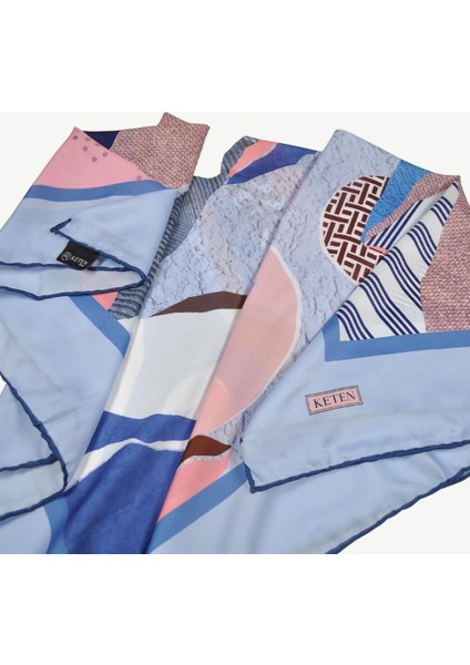 Keten Twill Desenli Eşarp Renkli