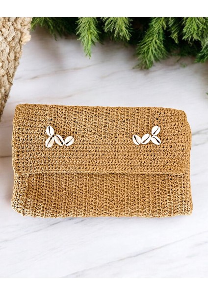 * Hasır El Yapımı Astarlı Clutch Çanta, Hasır Kağıt Ip Örgü Portföy Çanta, Plaj Çantası, Handmade