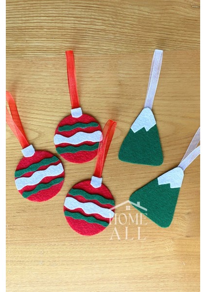 Keçe 5 Adet Yılbaşı Çam Ağacı Süsü, Yeni Yıl Dekor Keçe Süs indirimleri