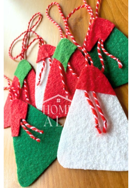 Keçe Yılbaşı Çam Ağacı Süsü, Yeni Yıl Dekor Keçe Süs, 6 Adet modelleri