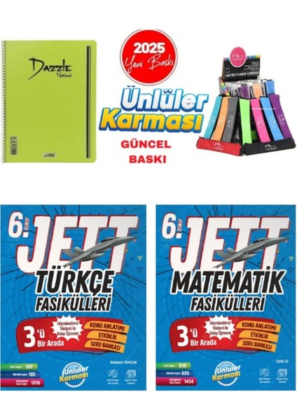 6. Sınıf Jett Türkçe - Matematik Fasikülleri - Telli Defter - Kalemlik