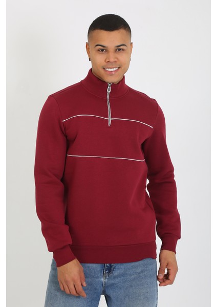 5720 Comfortable Şardonlu Üç Iplik Yarım Fermuarlı Parçalı Relax Fit Sweatshirt fiyatları