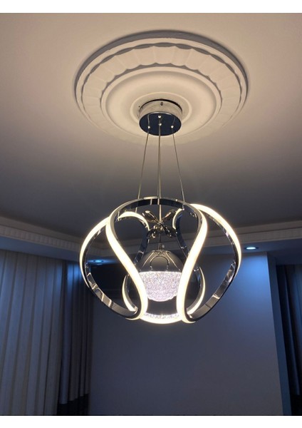 Krom Kasa Tek Toplu Venüs Model Lüks LED Avize