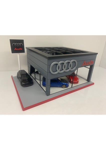 Audi Diecast Showroom Garaj Diorama 1:64 Ölçek